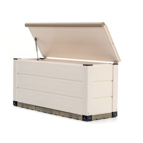 Baule Esterni per Giardino con Capacitá di 230L Gardiun Tuscany Evo 122x47x57 cm Baule in Resina con Ammortizzatore e Base