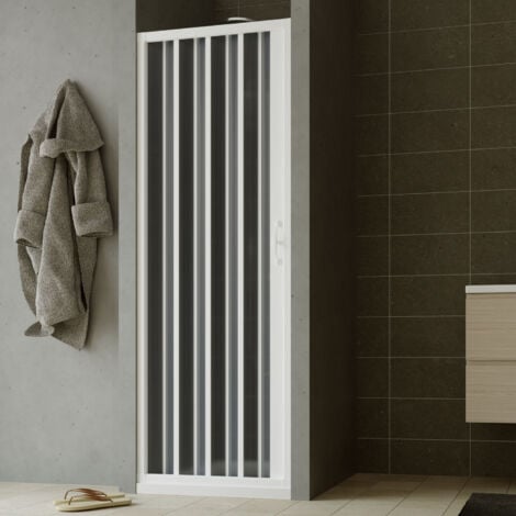 Porta doccia nicchia a soffietto in pvc H 185 con apertura laterale mod. Giglio 80 cm