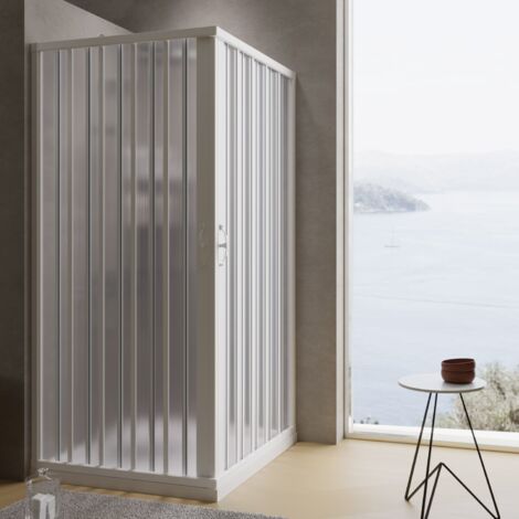 Box cabina doccia a soffietto in pvc cm H 185 con apertura centrale mod. Aster 90x100 cm