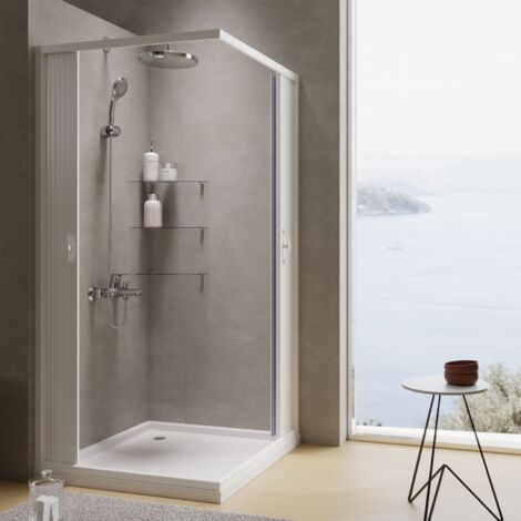Box cabina doccia a soffietto in pvc cm H 185 con apertura centrale mod. Aster 90x100 cm