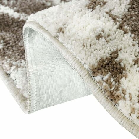 Tappeto Salotto Bagno Effetto Marmo Arredo Camera Scendiletto Pelo Corto Beige - 60x100 cm