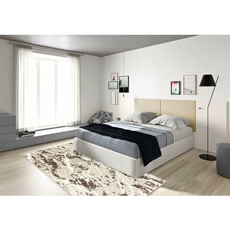 Tappeto Salotto Bagno Effetto Marmo Arredo Camera Scendiletto Pelo Corto Beige - 60x100 cm