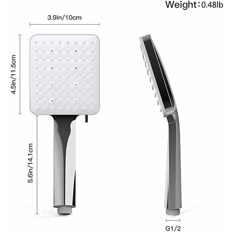 Soffione Doccia Alta Pressione con 6 spruzzi Handheld Soffione Doccia Universale Risparmio Idrico Anticalcare Doccetta per Doccia Pattern Bath Massage Grande Soffione Quadrato Cromato