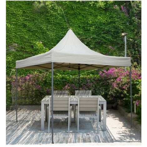 gazebo da esterno pieghevole eurogarden in alluminio ecrù 3x3 m