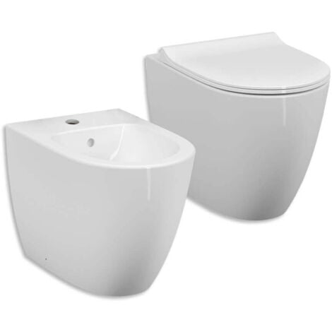 Sanitari Vitra filo parete di colore bianco lucido e scarico rimless