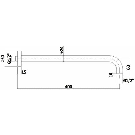 Braccio per soffione doccia 400mm colore acciaio spazzolato Paffoni ZSOF034ST  Steel Looking