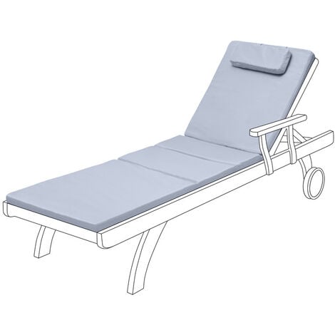 Gardenista Cuscino per lettino prendisole da esterno, cuscino da seduta pieghevole resistente all'acqua per lettino prendisole Allibert Keter con poggiatesta e rivestimento rimovibile, Grigio