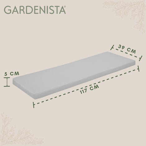 Gardenista Cuscino per Panca da Esterno, Cuscino per Panca da Esterno a 2 Posti Resistente all'Acqua con Rivestimento Rimovibile Facile da Pulire 117x39x5 cm, Grigio