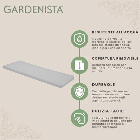 Gardenista Cuscino per Panca da Esterno, Cuscino per Panca da Esterno a 2 Posti Resistente all'Acqua con Rivestimento Rimovibile Facile da Pulire 117x39x5 cm, Grigio
