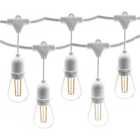 CATENARIA LUCI 5MT E 10 PORTALAMPADE E27 BIANCA ALLUNGABILE IP54 INTERNO ESTERNO