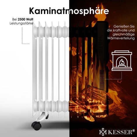 KESSER® Radiatore a olio - riscaldatore elettrico 2500W radiatore a olio riscaldatore elettrico timer mobile ventilatore spegnimento automatico controllo continuo della temperatura protezione contro i