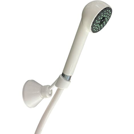 Kit per doccia bianco completo, con supporto, flessibile e doccetta