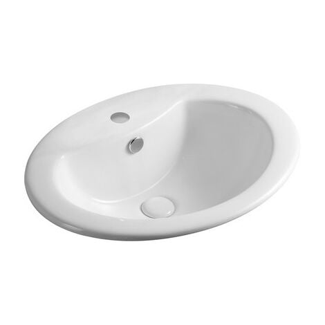 Lavabo sopra-piano bianco con foro rubinetto ls66 cm 56 x 46