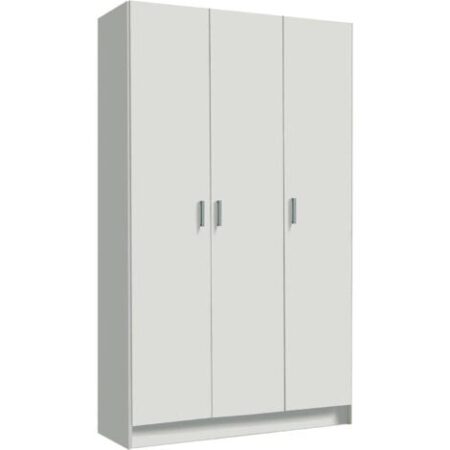 Dmora - Armadio multiuso grande Ranuncolo, Guardaroba ausiliario a 3 ante, Scarpiera con ripiani, Mobile porta scope, 109x37h180 cm, Bianco