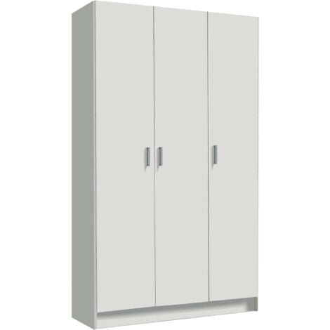 Dmora - Armadio multiuso grande Ranuncolo, Guardaroba ausiliario a 3 ante, Scarpiera con ripiani, Mobile porta scope, 109x37h180 cm, Bianco