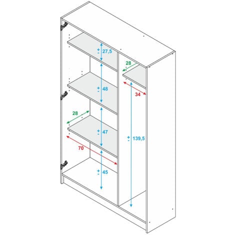 Dmora - Armadio multiuso grande Ranuncolo, Guardaroba ausiliario a 3 ante, Scarpiera con ripiani, Mobile porta scope, 109x37h180 cm, Bianco