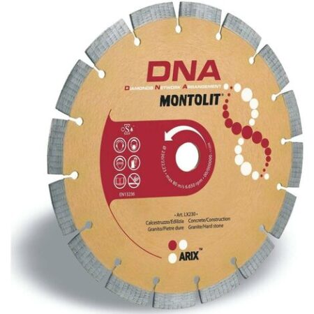 DISCO DIAMANTATO 230 MM MONTOLIT LX230 PER CALCESTRUZZO EDILIZIA GRANITO PORFIDO PIETRE DURE