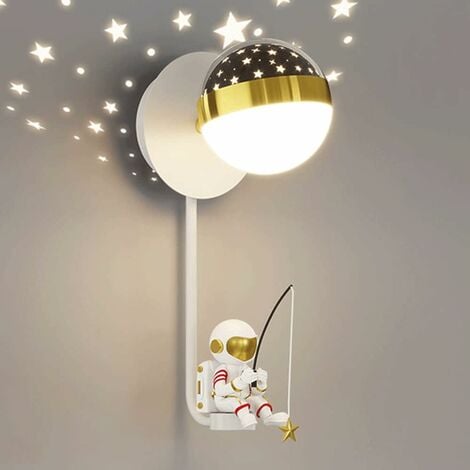 Lampada da parete dimmerabile per cameretta dei bambini, lampada da parete con statua dell'astronauta, decorazioni artistiche, illuminazione moderna, soggiorno, camera da letto, lampada da comodino co