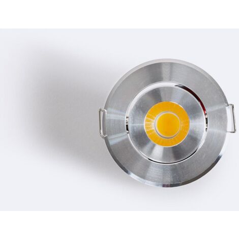 Faretto Downlight LED Circolare COB CRI90 Foro Ø 45 mm Argento Bianco Freddo  5000K