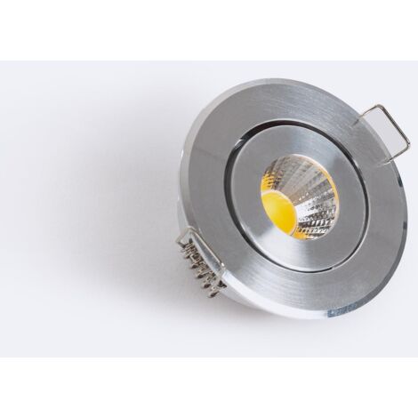 Faretto Downlight LED Circolare COB CRI90 Foro Ø 45 mm Argento Bianco Freddo  5000K