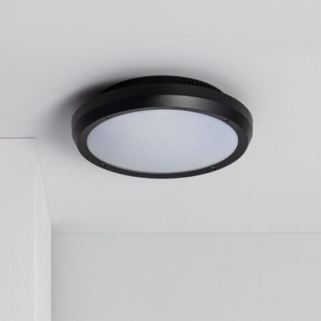 Plafoniera Circolare da Soffitto per Esterni Curio Nero IP65 Ø300 mm  Nero