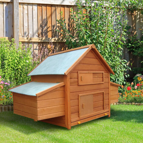 PawHut Pollaio Gabbia per galline da Esterno o Giardino in Legno Impermeabile