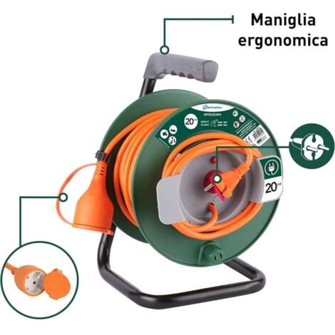 Electraline avvolgicavo con spina e presa schuko+ 20mt sezione 2x1,5 49234