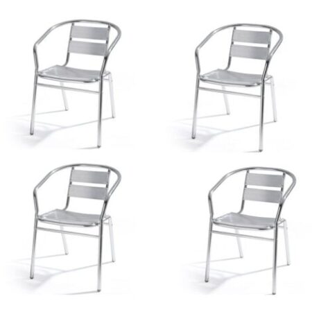 SET 4PZ SEDIA in alluminio TIPO BAR RISTORANTE - CON BRACCIOLI IMPILABILE