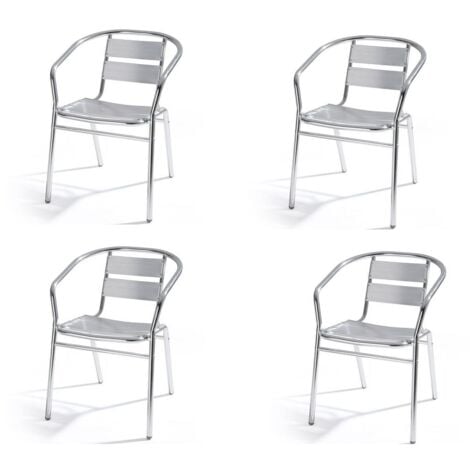 SET 4PZ SEDIA in alluminio TIPO BAR RISTORANTE - CON BRACCIOLI IMPILABILE
