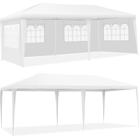 GOPLUS Gazebo a Doppio Tetto, Gazebo Antizanzare da Giardino, Antivento e Antipioggia, Facile da Trasportare, Struttura in Metallo, Bianco, 6x3x2,5 m