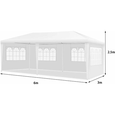 GOPLUS Gazebo a Doppio Tetto, Gazebo Antizanzare da Giardino, Antivento e Antipioggia, Facile da Trasportare, Struttura in Metallo, Bianco, 6x3x2,5 m