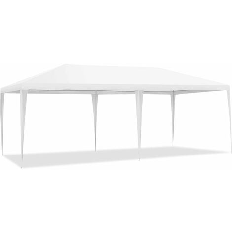 GOPLUS Gazebo a Doppio Tetto, Gazebo Antizanzare da Giardino, Antivento e Antipioggia, Facile da Trasportare, Struttura in Metallo, Bianco, 6x3x2,5 m