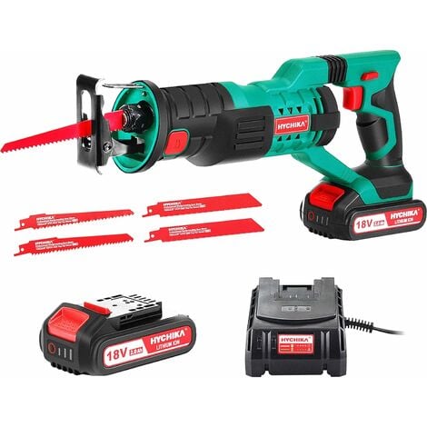Sega a gattuccio, HYCHIKA 18V Sega Universale Multifunzionecon Luce LED, Velocit¨¤ 0-2800SPM, 2x2000 mAh Batterie, Ricarica rapida da 1 ora, ideale per il taglio di legno e metallo