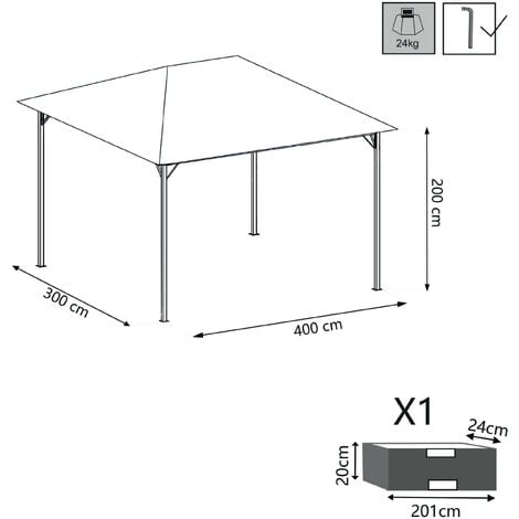 GREX - gazebo da giardino in acciaio 3 x 4 m