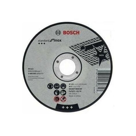 Scatola 10 Dischi BOSCH Ø125 X 22,23 X 1,6 Standard INOX - 2608619050