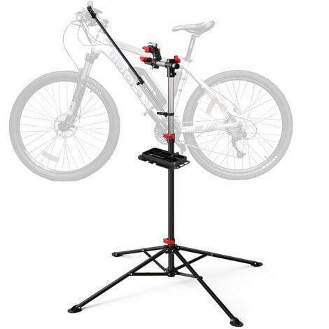 VOUNOT Cavalletto Bici Pieghevole con Vaschetta Porta Attrezzi, Stand Supporto Riparazione Bicicletta, Altezza Regolabile Girevole 360°