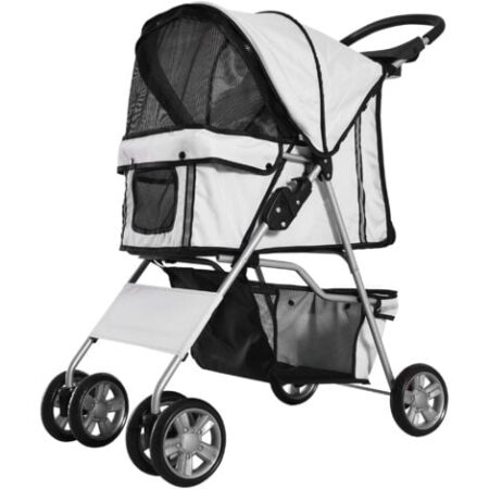PawHut Passeggino per Cani, Carrello Pieghevole per Animali Domestici