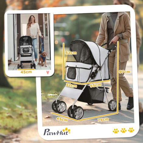 PawHut Passeggino per Cani, Carrello Pieghevole per Animali Domestici