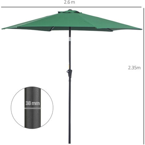 Outsunny Ombrellone da Giardino Inclinabile in Alluminio e Poliestere