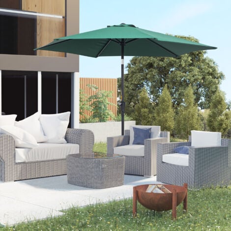 Outsunny Ombrellone da Giardino Inclinabile in Alluminio e Poliestere