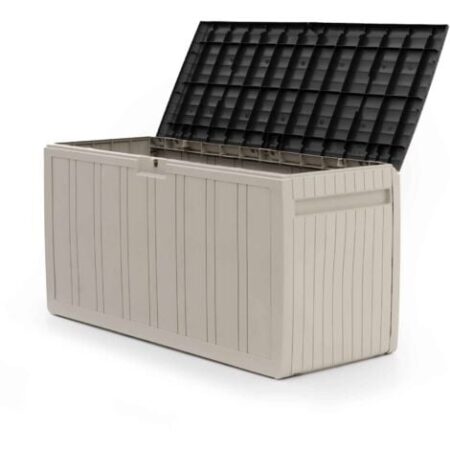 Baule Contenitore Fabbricato in Resina Gardiun Top 117x45,5x57,50 cm 270L Montaggio a Clic  Sistema di Chiusura per Lucchetto Design Bicolore