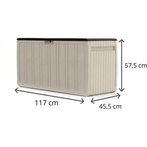 Baule Contenitore Fabbricato in Resina Gardiun Top 117x45,5x57,50 cm 270L Montaggio a Clic  Sistema di Chiusura per Lucchetto Design Bicolore