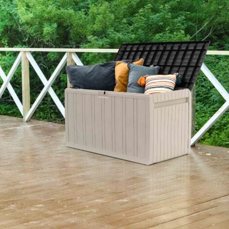 Baule Contenitore Fabbricato in Resina Gardiun Top 117x45,5x57,50 cm 270L Montaggio a Clic  Sistema di Chiusura per Lucchetto Design Bicolore