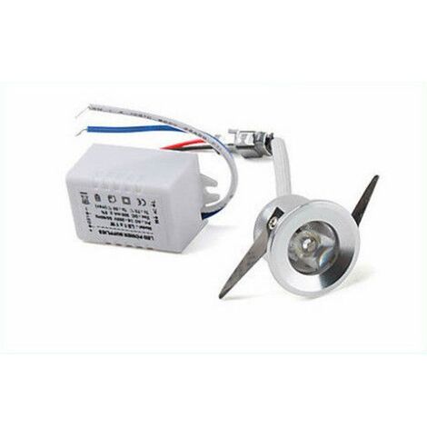 Punto luce led cob 1w argento tondo segnapasso mini faretto da incasso con driver lampadina 220V  Bianco freddo
