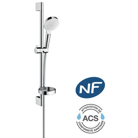 Hansgrohe Ecostat 1001 CL, set miscelatore termostatico vasca/doccia + set doccia Crometta Vario con portasapone (13201000-Crometta2)