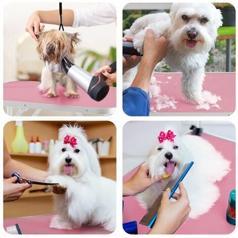 Yaheetech Tavolo da Toelettatura Cani Tosatura per Cani Gatti Animali Pieghevole con Laccio Portata 100 kg Rosa