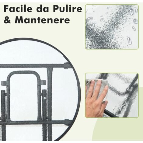 COSTWAY Tavolo Rotondo da Giardino, Tavolino Pieghevole e Portatile con Telaio Antiruggine con Superficie in Vetro, Tavolo da Esterno per Cortile, Giardino e Balcone, 46 x 47,5 cm
