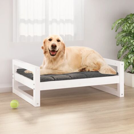 Cuccia per Cani Bianca 75,5x55,5x28cm in Legno Massello di Pino vidaXL
