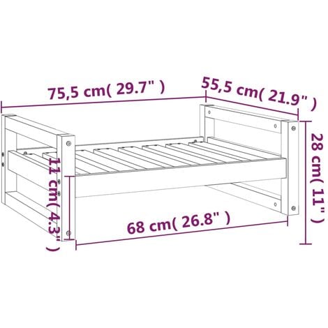 Cuccia per Cani Bianca 75,5x55,5x28cm in Legno Massello di Pino vidaXL