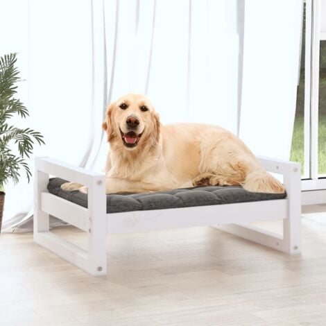 Cuccia per Cani Bianca 75,5x55,5x28cm in Legno Massello di Pino vidaXL